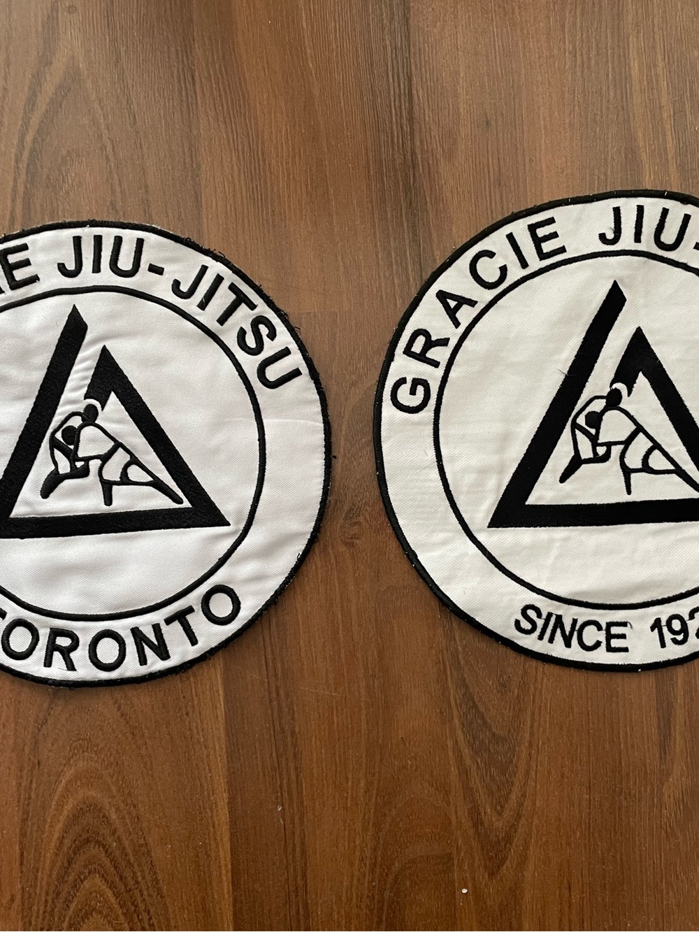 Gracie Jiu-Jitsu BJJ Round Embroidered Patch Pair - Black & White